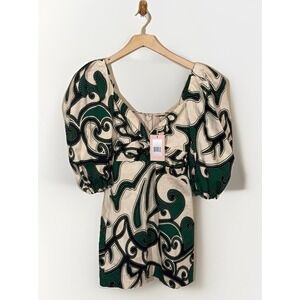 Alexis Iana Puff-Sleeve Sweetheart Mini Dress in Maldive Green Small Orig. $425